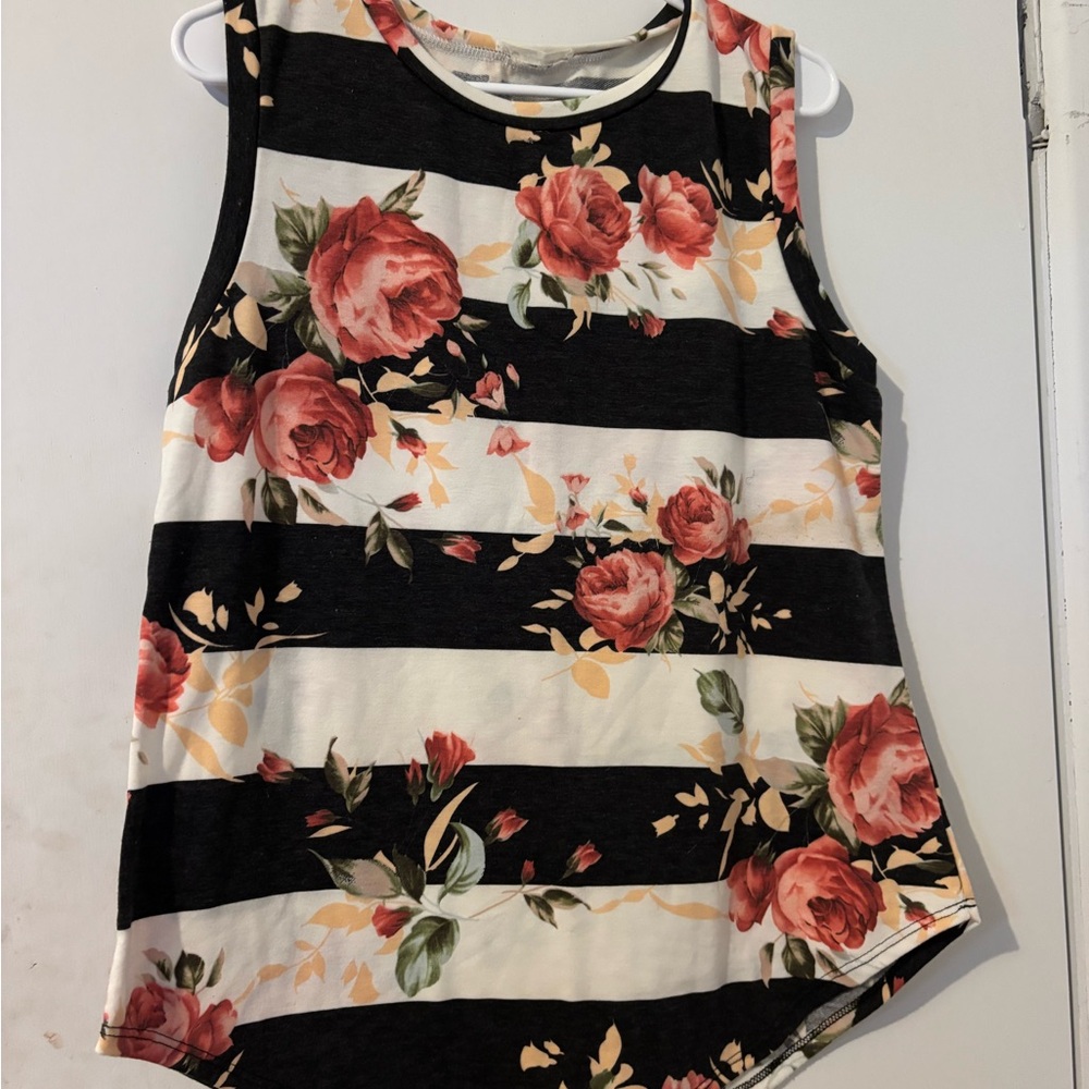 Elegant Floral Striped Crop Top
